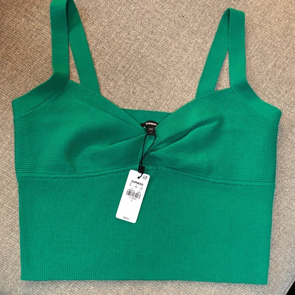 Express Emerald Ribbed Knit Top - Picture 1 of 3